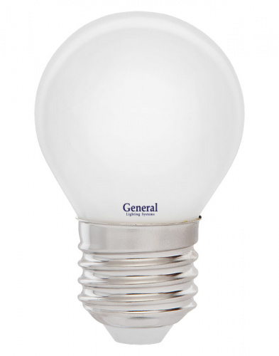 GENERAL лампа светодиодная матовый филамент шар GLDEN-G45S-M-8-230-E27-4500 (654600)
