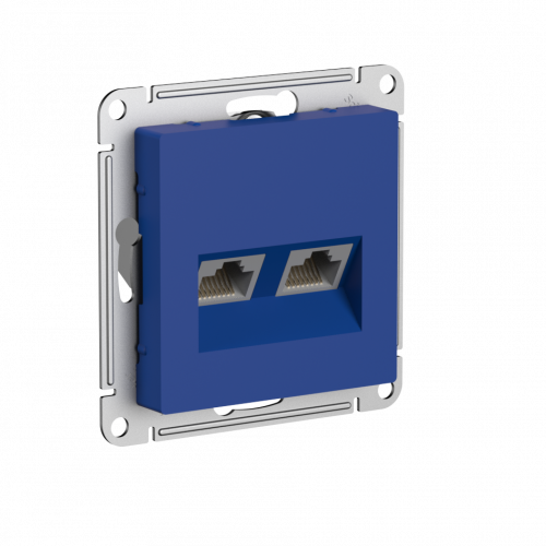 Systeme (Schneider) Electric ATLASDESIGN РОЗЕТКА двойная компьютерная RJ45+RJ45, кат.5E, механизм, АКВАМАРИН ATN001185