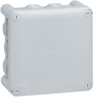 Legrand Коробка квадратная - 130x130x74 - Программа Plexo - IP 55 - IK 07 - серый - 10 кабельных вводов - 650 °C