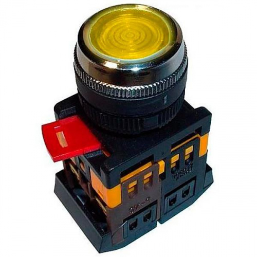 Кнопка ABLFS-22 желтый d22мм неон/230В 1з+1р TDM