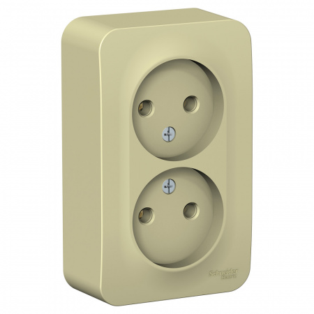 Systeme (Schneider) Electric BLANCA О/У РОЗЕТКА двойная без заземл. без шт. ИЗОЛ.ПЛ., 16А, 250В, БЕЖЕВЫЙ