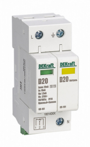 Schneider electric DEKraft Ограничитель перенапряжений 1P+N 20кА класс D 275В