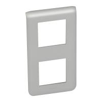 Legrand Рамка пластиковая вертикальная Mosaic 2х2 модуля Алюминий
