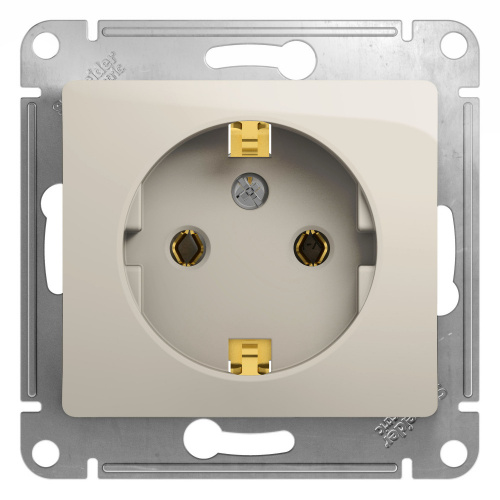 Systeme (Schneider) Electric GLOSSA РОЗЕТКА с заземлением,16А, 250В, механизм, МОЛОЧНЫЙ