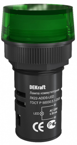 Schneider electric DEKraft Лампа комм. ADDS D22 ЗЕЛЕНЫЙ LED 220В ЛK-22
