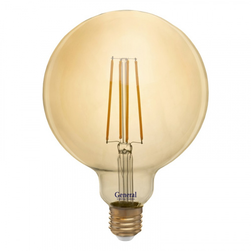GENERAL лампа светодиодная декоративная GLDEN-G125S-8-230-E27-2700 Золотая (655309)