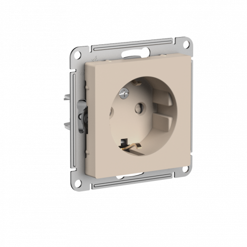 Systeme (Schneider) Electric ATLASDESIGN РОЗЕТКА с заземлением со шторками, 16А, механизм, ПЕСОЧНЫЙ ATN001245