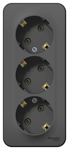 Systeme (Schneider) Electric BLANCA Розетка трехместная с заземлением, без шторок, изолирующая пластина, О/У, АНТРАЦИТ