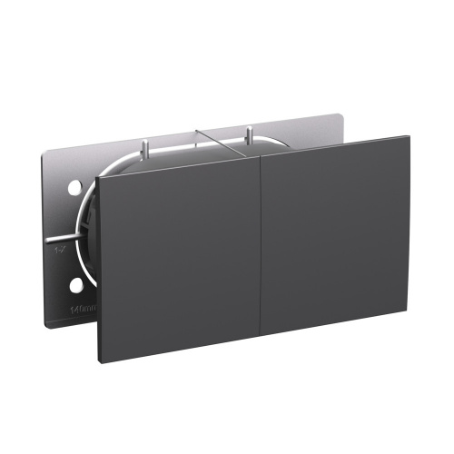 Systeme (Schneider) Electric ATLASDESIGN РОЗЕТКА двойн. с заз.со штор.со сдвиж. крышк, 16А, в сборе, БАЗАЛЬТ