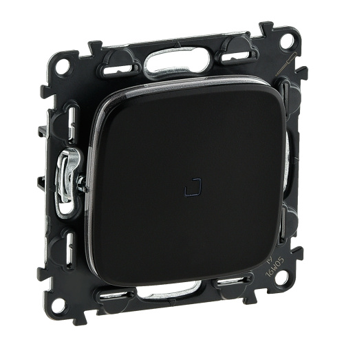 Legrand Valena ALLURE. Переключатель 10АХ 250В с подсветкой, с лицевой панелью, безвинтовые зажимы. Антрацит