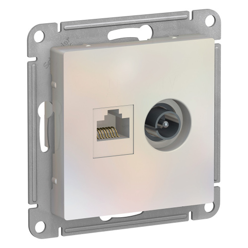 Systeme (Schneider) Electric ATLASDESIGN РОЗЕТКА двойная комп+ТВ, RJ45+TV, кат.5E, механизм, ЖЕМЧУГ ATN000489