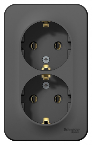 Systeme (Schneider) Electric BLANCA О/У РОЗЕТКА двойная с заземлением без шторок, 16А, 250В, АНТРАЦИТ