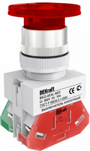 Schneider electric DEKraft Выкл. кноп. грибок с фикс. AEAL D22 КРАСНЫЙ ВК-22