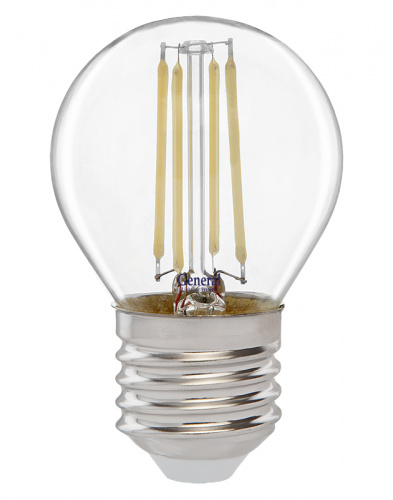 GENERAL лампа светодиодная прозрачный филамент шар GLDEN-G45S-10-230-E27-6500 (649911)
