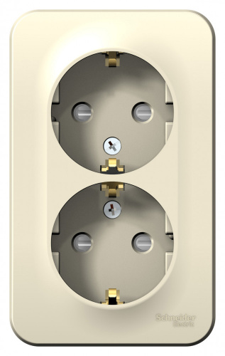 Schneider electric BLANCA РОЗЕТКА двойная с/з со шт. ИЗОЛ.ПЛ.,16А, 250В, МОЛОЧНЫЙ