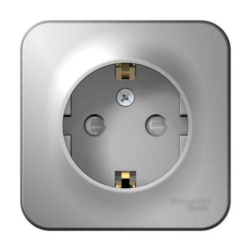 Systeme (Schneider) Electric BLANCA О/У РОЗЕТКА с заземлением со шторк. ИЗОЛ.ПЛ., 16А, 250В, АЛЮМИНИЙ