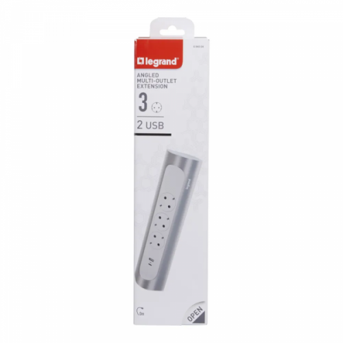 Legrand Колодка угловая 2xUSB A+C (3А) серии "Комфорт" 3 x 2К+З, цвет: бело-алюминиевый