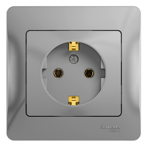 Systeme (Schneider) Electric GLOSSA РОЗЕТКА с заземлением, АЛЮМИНИЙ