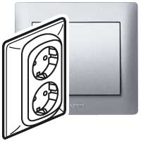 Legrand Galea Life Двойная розетка 2х2К+3 винтовые клеммы в сборе алюминий (771330)