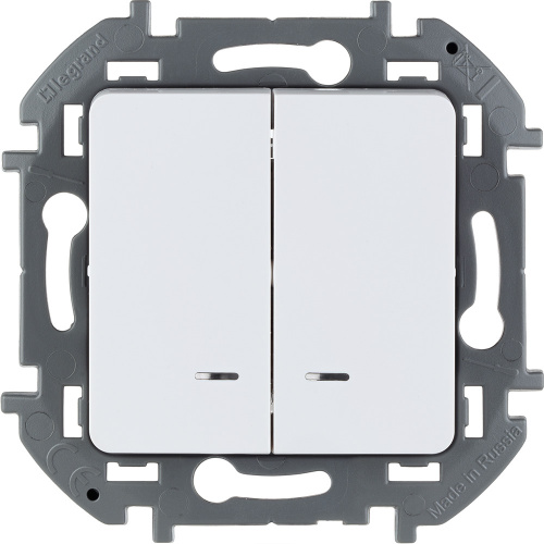LEGRAND INSPIRIA выключатель двухклавишный с подсветкой/индикацией белый (673630)