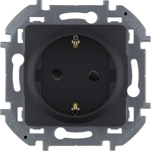 LEGRAND INSPIRIA розетка с заземлением со шторками (немецкий стандарт) антрацит (673733)