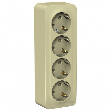 Systeme (Schneider) Electric BLANCA О/У РОЗЕТКА 4-я с заземл. со шторками ИЗОЛ.ПЛ.,16А, 250В, БЕЖЕВЫЙ