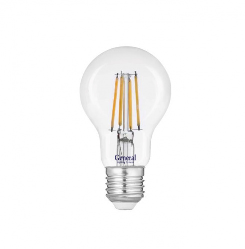 GENERAL лампа светодиодная прозрачный филамент ЛОН А60 GLDEN-A60S-10-230-E27-6500 (649300)