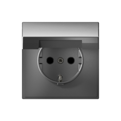Systeme Electric ARTGALLERY РОЗЕТКА с заземл. со шторк. с крышкой, 16А, IP20, механизм, СТАЛЬ