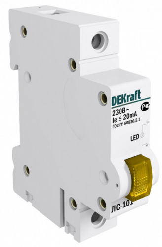 Schneider electric DEKraft Лампа сигнальная на DIN-рейку 1P ЖЕЛТАЯ LED ЛС-101 220В