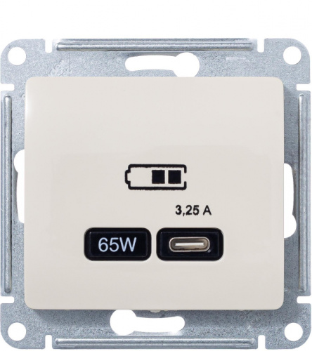 Systeme Electric GLOSSA USB РОЗЕТКА тип-C 65W высокоскоростная зарядка QC, PD, механизм, БЕЖЕВЫЙ GSL000227