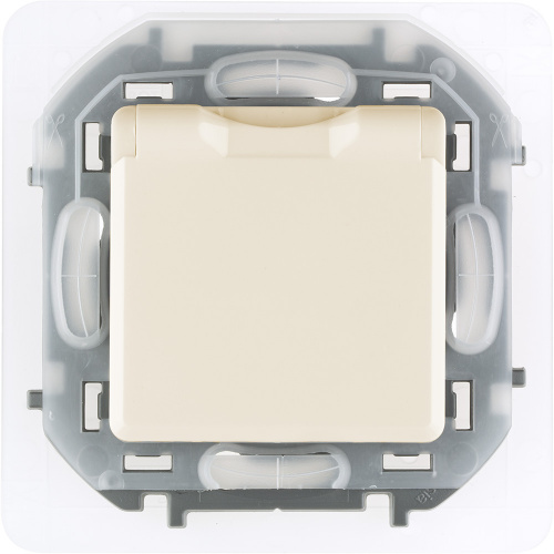 LEGRAND INSPIRIA розетка с заземлением IP 44 с откидной крышкой и шторками (немецкий стандарт) слоновая кость (673741)