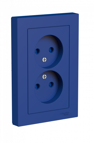 Systeme (Schneider) Electric ATLASDESIGN РОЗЕТКА двойная без заземления со шторками,16А, в сборе, АКВАМАРИН ATN001122