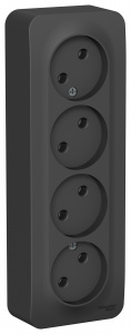 Schneider electric BLANCA РОЗЕТКА 4-ая б/з без штор. ИЗОЛ.ПЛ.,16А, 250В,АНТРАЦИТ