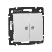 Valena Выключатель 2кл. прох. с подсв. белый Legrand 774212