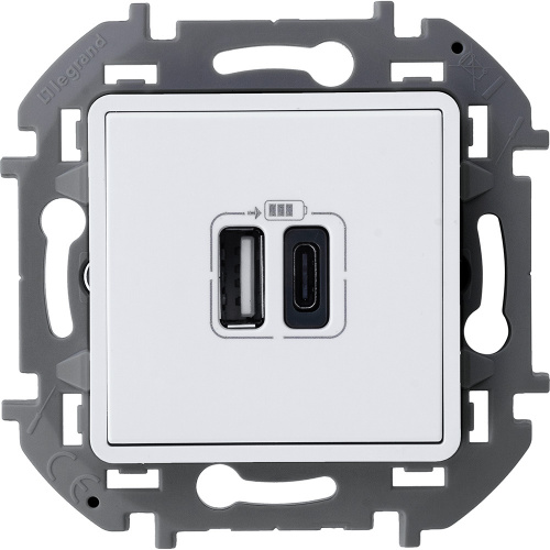 LEGRAND INSPIRIA зарядное устройство с двумя USB-разьемами A-C 240В/5В 3000мА белый (673760)