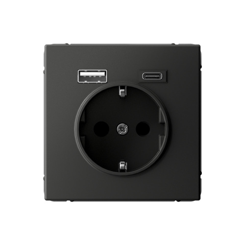 Systeme Electric ARTGALLERY РОЗЕТКА 16А с 2 USB A+C, 5В/2,4А/3,0А, 2х5В/1,5А, механизм, БАЗАЛЬТ