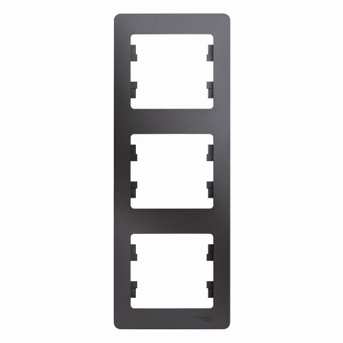Systeme (Schneider) Electric GLOSSA 3-постовая РАМКА, вертикальная, ГРАФИТ
