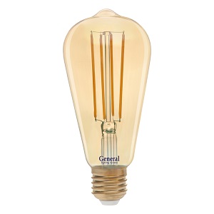 GENERAL лампа светодиодная декоративная диммируемая GLDEN-ST64S-DEM-13-230-E27-2700 Золотая (686900)