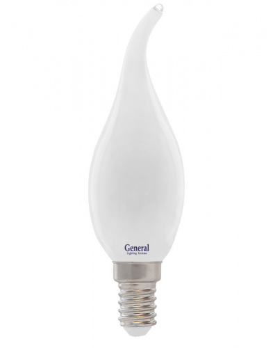 GENERAL лампа светодиодная матовый филамент свеча на ветру GLDEN-CWS-M-7-230-E14-6500 (649958)