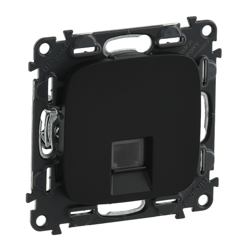 Legrand Valena ALLURE. Телефонная розетка RJ11 одиночная, с лицевой панелью. Антрацит