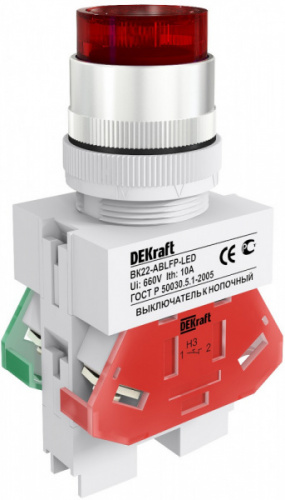 Schneider electric DEKraft Выкл. кноп. ABLFP D22 КРАСНЫЙ LED 220В ВK-22