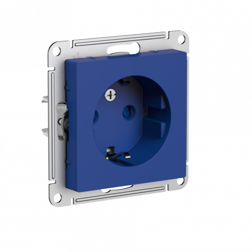 Systeme (Schneider) Electric ATLASDESIGN РОЗЕТКА с заземлением со шторками, 16А, механизм, АКВАМАРИН ATN001145