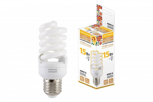 Лампа люминесцентная НЛ-FSТ2-15 Вт-4000 К–Е27 (42х102 мм)