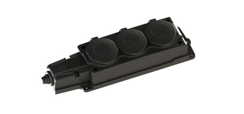Systeme Electric MultiSet Колодка 3х розетка 2К+З каучуковая 16А/250В IP44 Чёрная