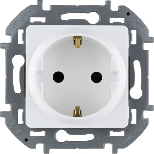 LEGRAND INSPIRIA розетка с заземлением со шторками (немецкий стандарт) белый (673730)
