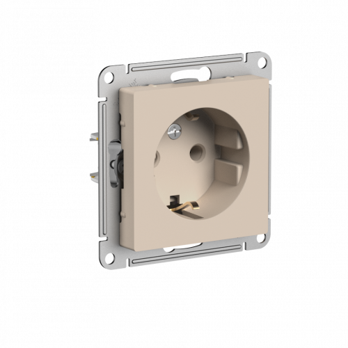 Systeme (Schneider) Electric ATLASDESIGN РОЗЕТКА с заземлением, 16А, механизм, ПЕСОЧНЫЙ ATN001243