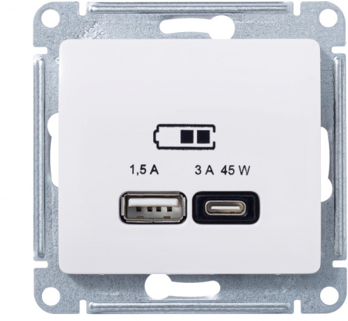 Systeme Electric GLOSSA USB РОЗЕТКА A + тип-C 45W высокоскоростная зарядка QC, PD, механизм, БЕЖЕВЫЙ GSL000229