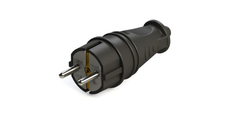 Systeme Electric MultiSet Вилка 2К+З прямая каучуковая 16А/250В IP44 Чёрная