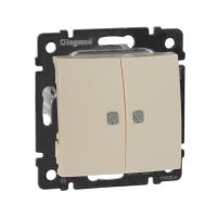 Valena Выключатель 2кл. прох. с подсв. крем Legrand 774112