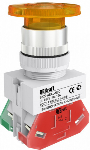 Schneider electric DEKraft Выкл. кноп. грибок с фикс. AEAL D22 ЖЕЛТЫЙ ВК-22